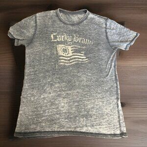LUCKY BRAND Medium Men T-Shirt Venice Burnout American Flag Short Sleeve